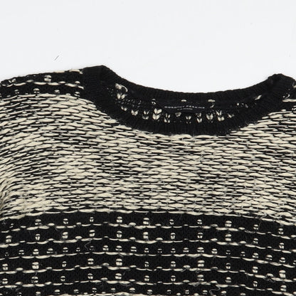 Dorothy Perkins Womens Black Crew Neck Striped Acrylic Pullover Jumper Size 14