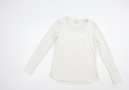 Next Womens Ivory Round Neck  Polyester Pullover Jumper Size 12   - Lace Detail