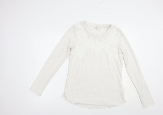 NEXT Womens Ivory Round Neck  Polyester Pullover Jumper Size 12   - Lace Detail