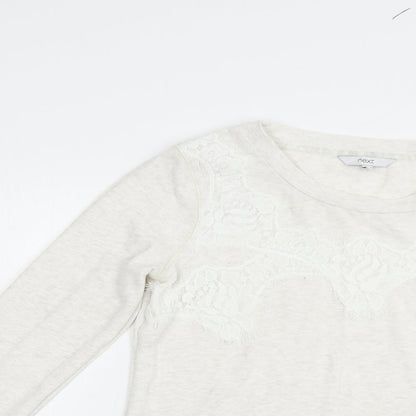 Next Womens Ivory Round Neck  Polyester Pullover Jumper Size 12   - Lace Detail