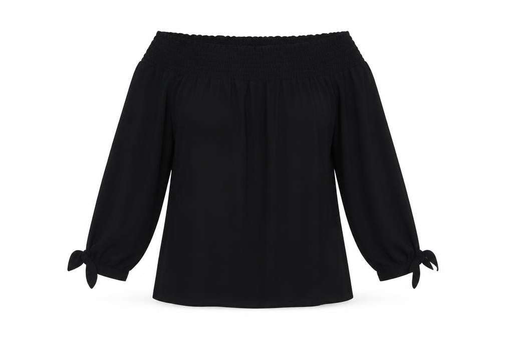 Dorothy Perkins Womens Black  Polyester Basic Blouse Size 10 Off the Shoulder