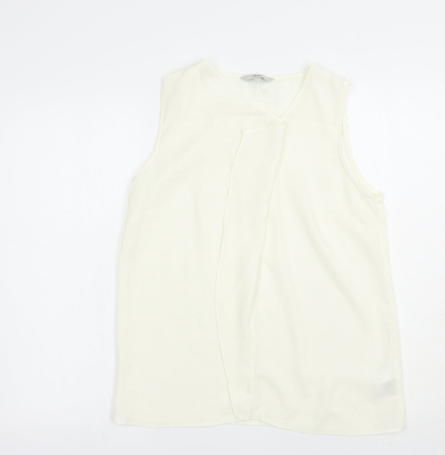 NEXT Womens Ivory  Polyester Basic Blouse Size 10 V-Neck