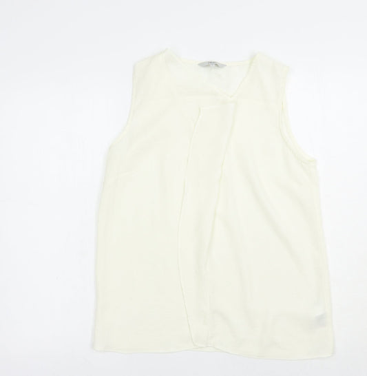 NEXT Womens Ivory  Polyester Basic Blouse Size 10 V-Neck
