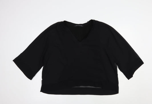 Zara Womens Black  Polyester Basic Blouse Size S V-Neck