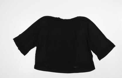 Preloved Zara Womens Black  Polyester Basic Blouse Size S V-Neck - Back