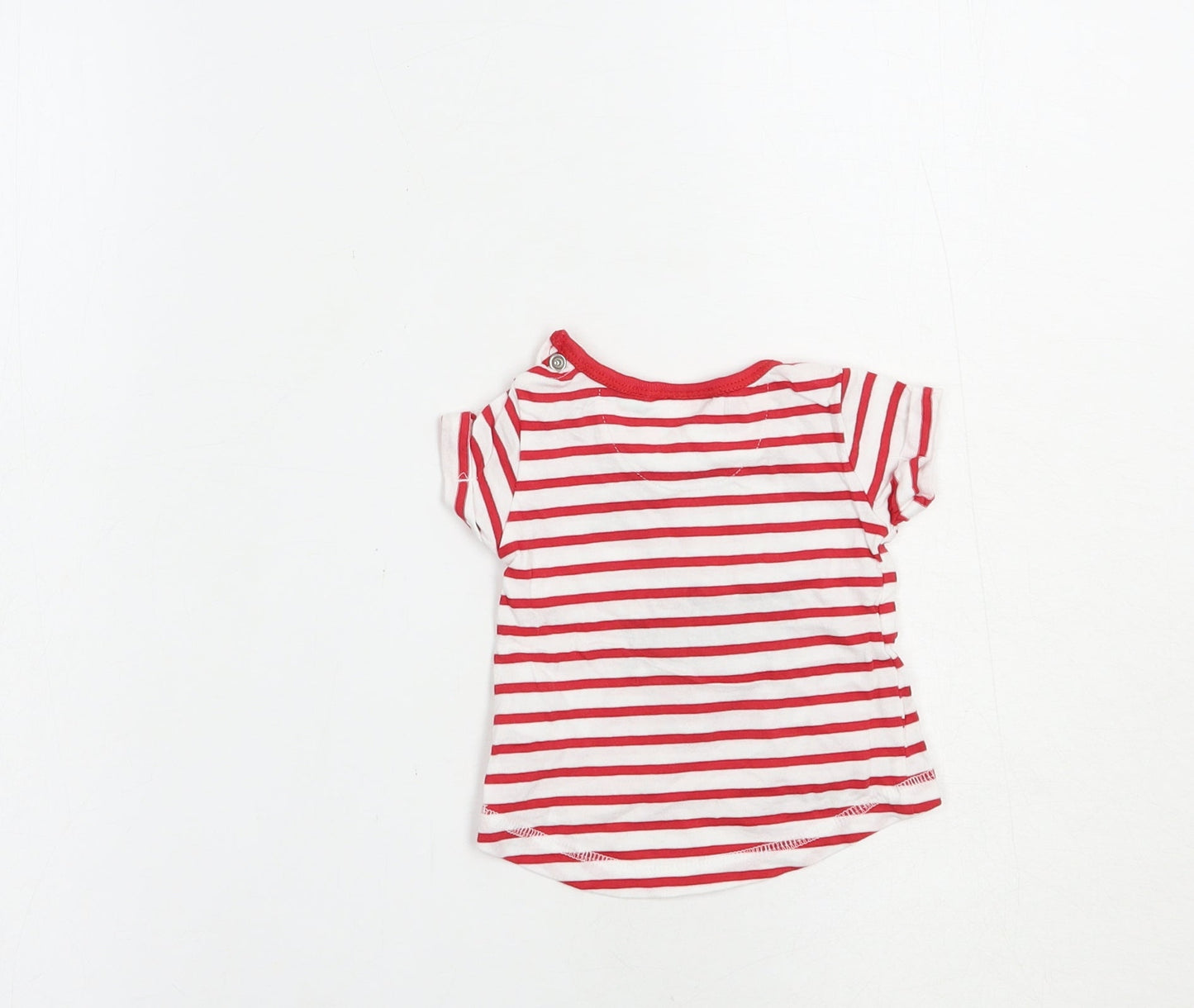 Baby Town Baby Red Striped Cotton Basic T-Shirt Size Newborn Crew Neck Snap - Watermelon