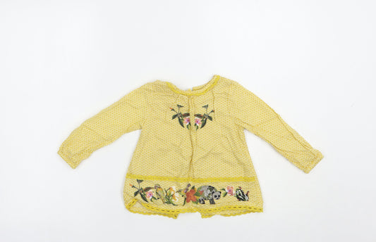 NEXT Baby Yellow Geometric Cotton Basic Button-Up Size 18-24 Months Round Neck Button