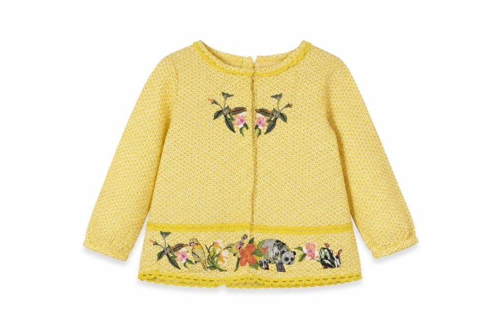 NEXT Baby Yellow Geometric Cotton Basic Button-Up Size 18-24 Months Round Neck Button