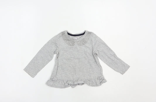 TU Baby Grey  Cotton Basic T-Shirt Size 18-24 Months Crew Neck Pullover