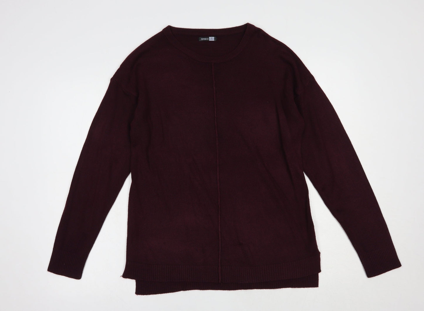 Pep & Co Womens Purple Crew Neck  Acrylic Pullover Jumper Size 14
