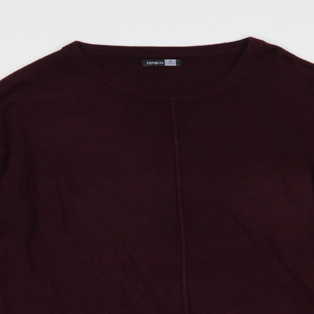 Pep & Co Womens Purple Crew Neck  Acrylic Pullover Jumper Size 14