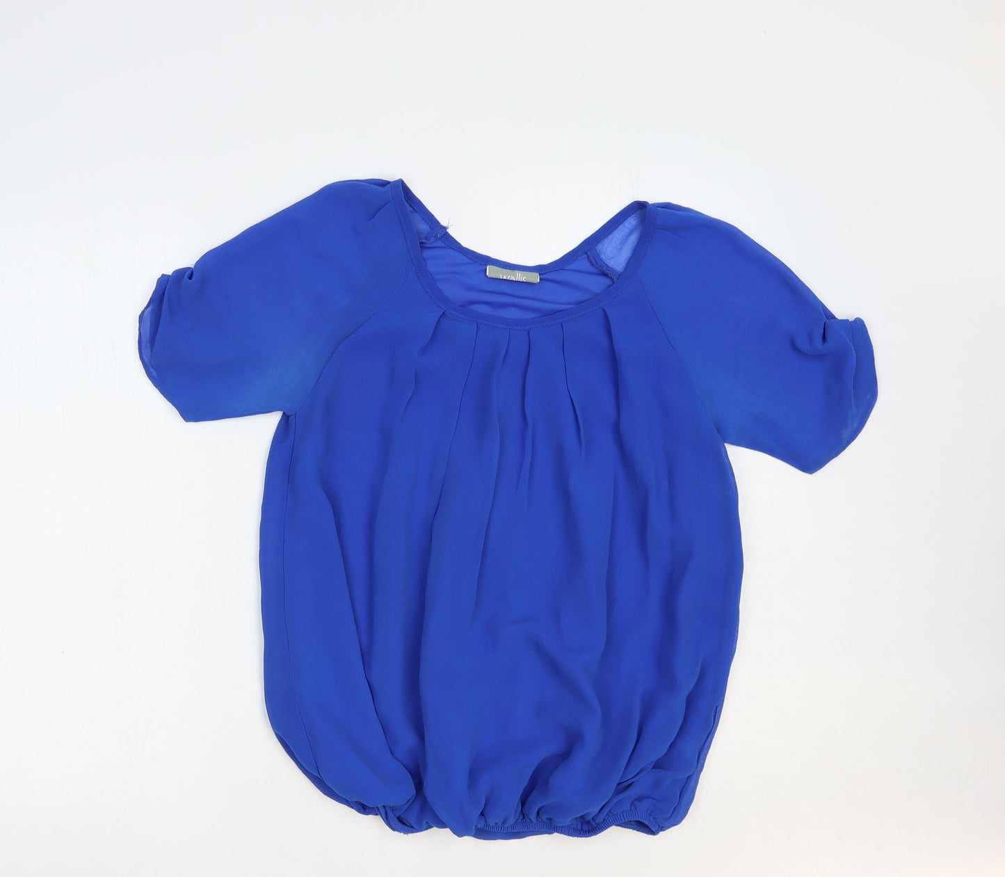 Wallis Womens Blue  Polyester Basic Blouse Size S Scoop Neck