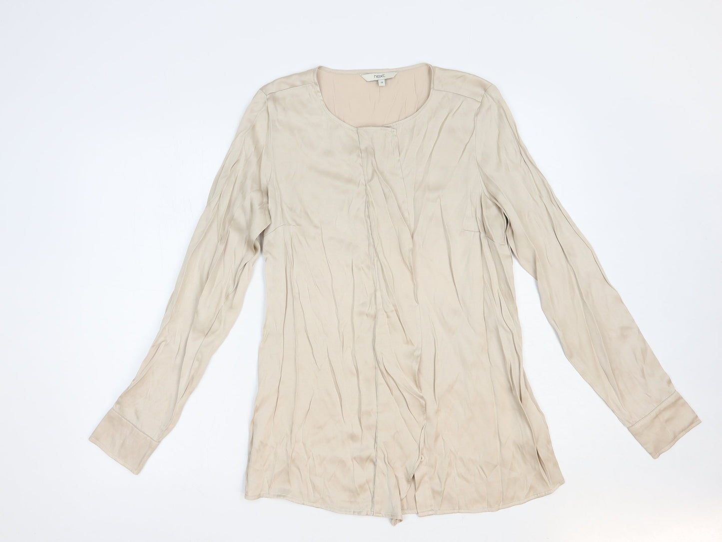 NEXT Womens Beige  Polyester Basic Button-Up Size 10 Round Neck