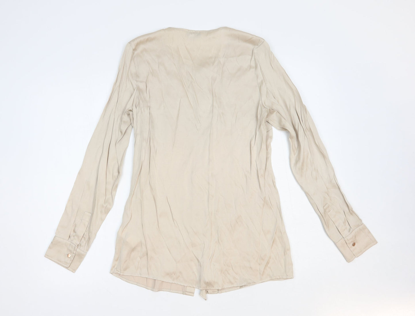 NEXT Womens Beige  Polyester Basic Button-Up Size 10 Round Neck
