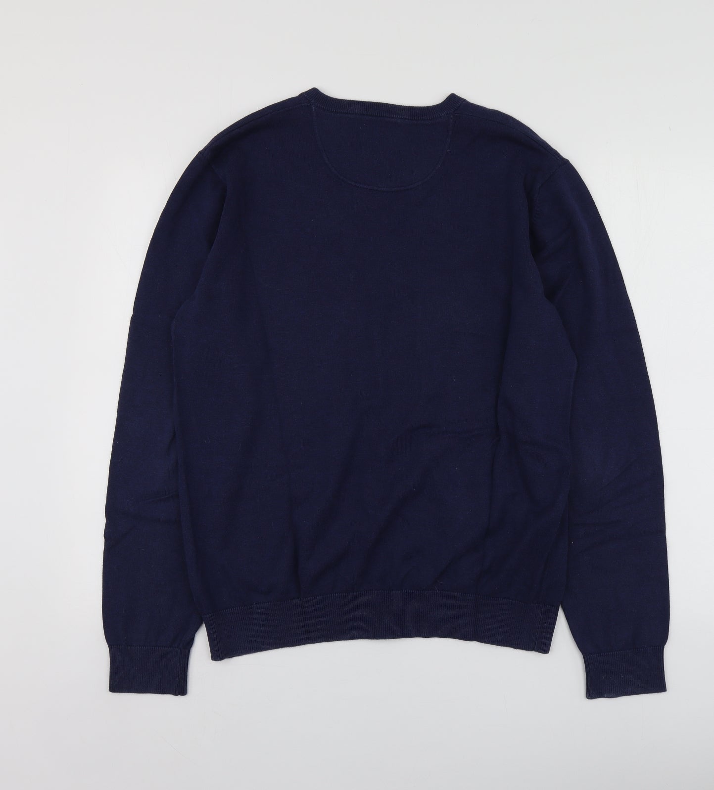 6th Sense Mens Blue V-Neck  Cotton Pullover Jumper Size L