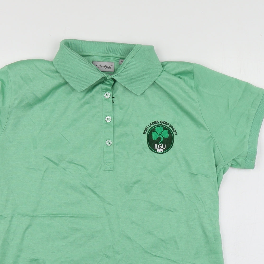 Glenbrae Womens Green  Cotton Basic Polo Size XL Collared - Irish Ladies Golf