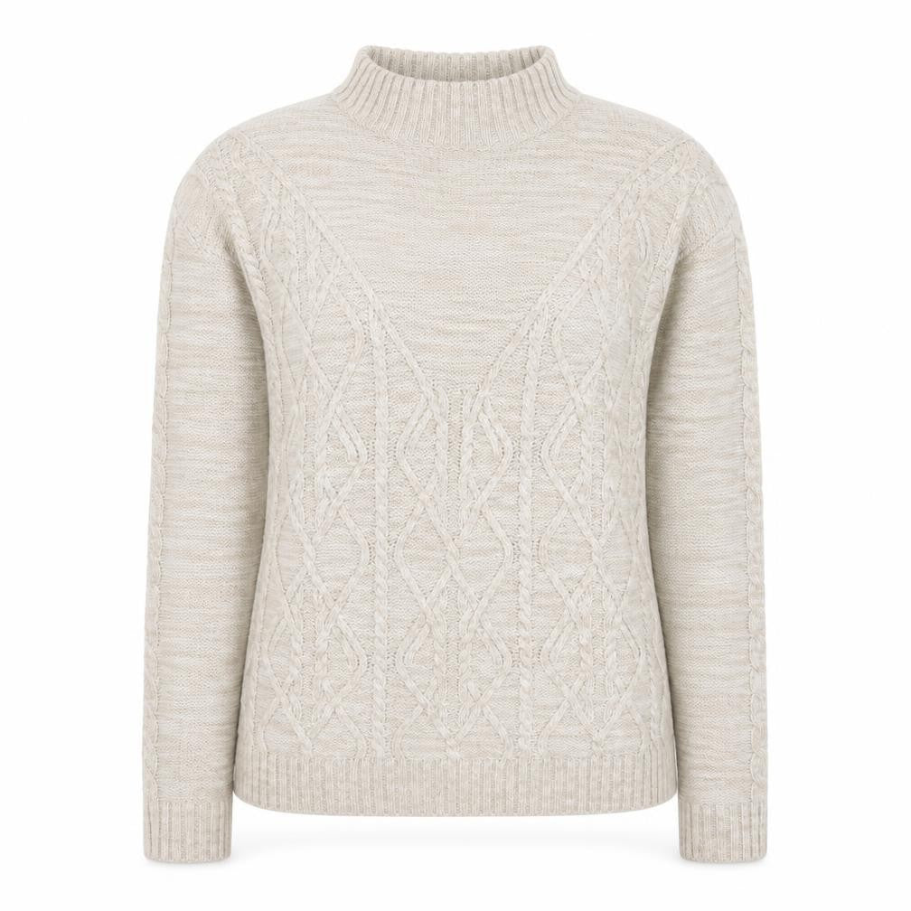 Papaya Womens Beige Round Neck  Acrylic Pullover Jumper Size S