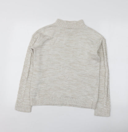 Papaya Womens Beige Round Neck  Acrylic Pullover Jumper Size S