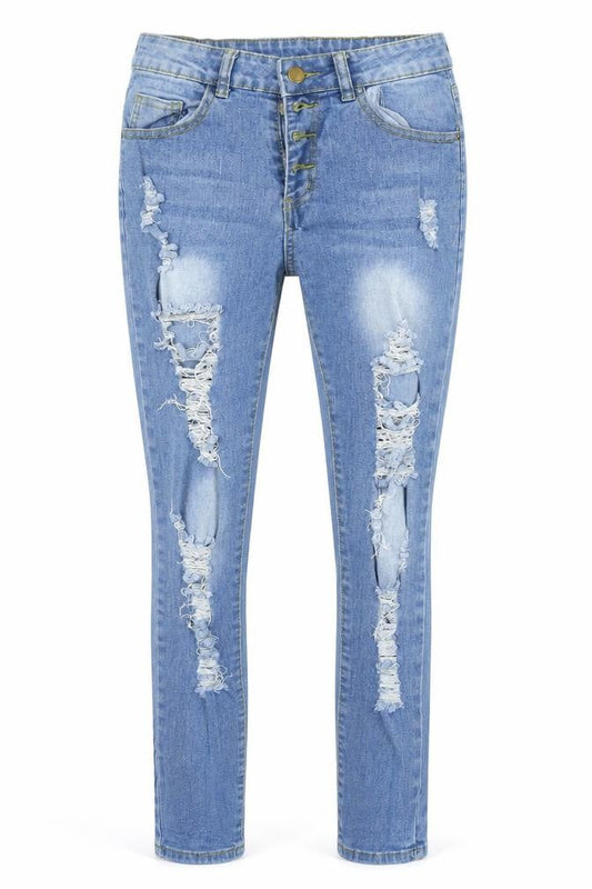 Womens Blue  Cotton Skinny Jeans Size S L29 in Regular Button