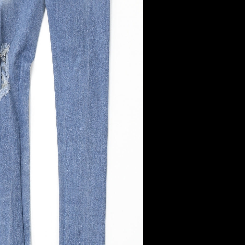 Preworn Womens Blue  Cotton Skinny Jeans Size S L29 in Regular Button
