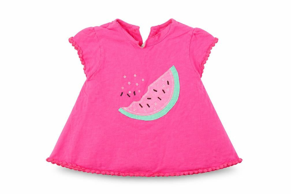 Mini Club Girls Pink  Cotton Basic T-Shirt Size 18-24 Months Round Neck
