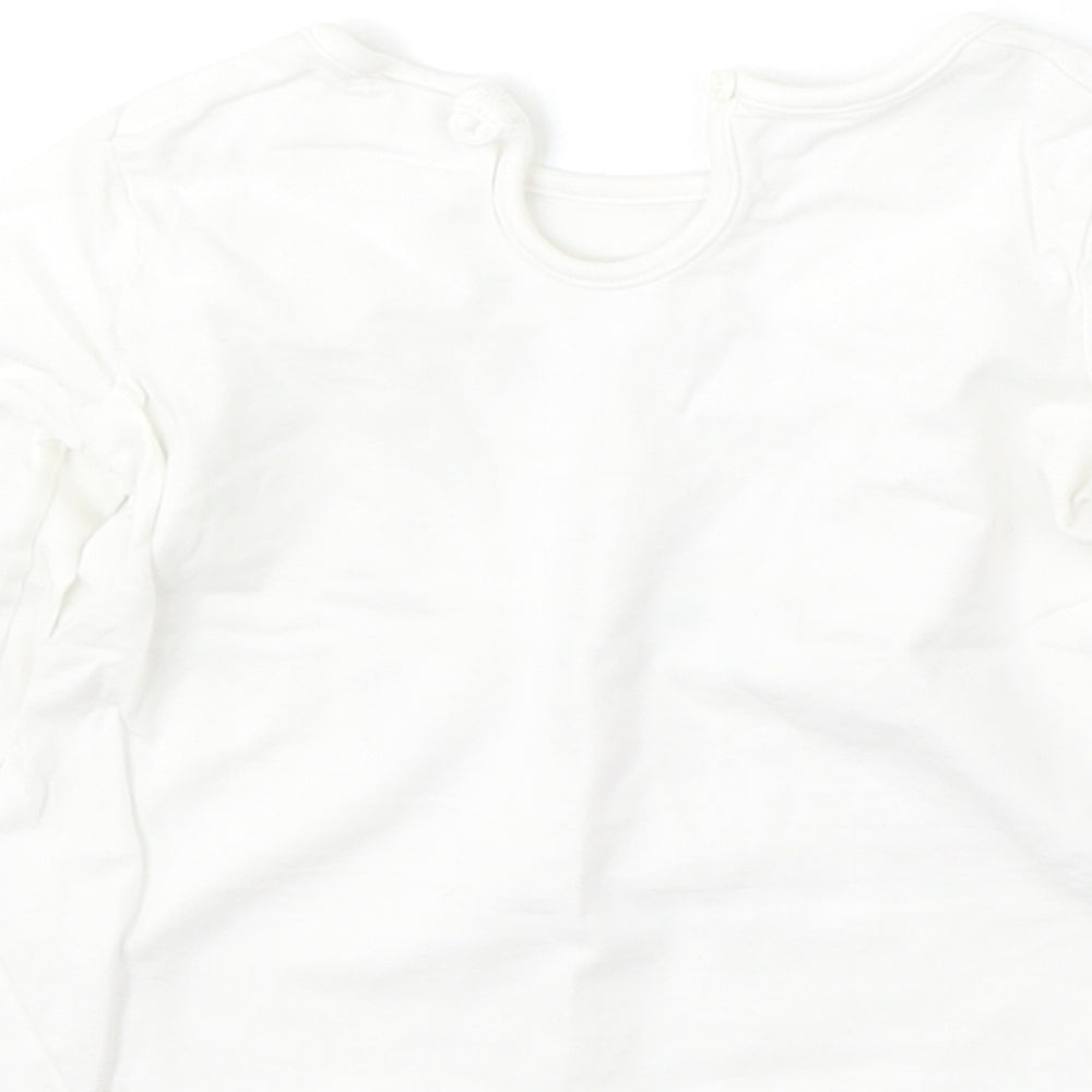 F&F Girls White  Cotton Basic T-Shirt Size 12-18 Months Round Neck