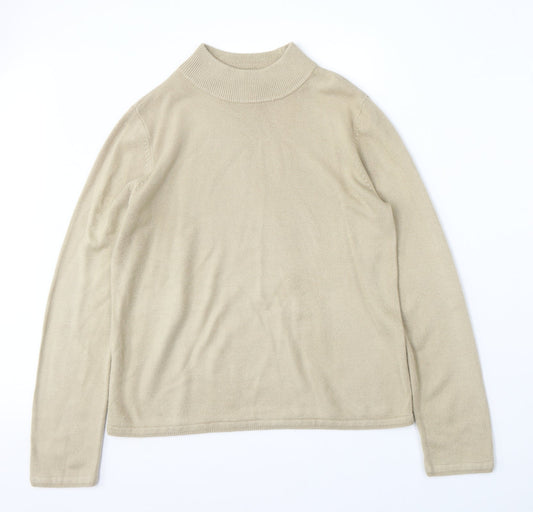 BM Collection Womens Beige Round Neck  Acrylic Pullover Jumper Size S