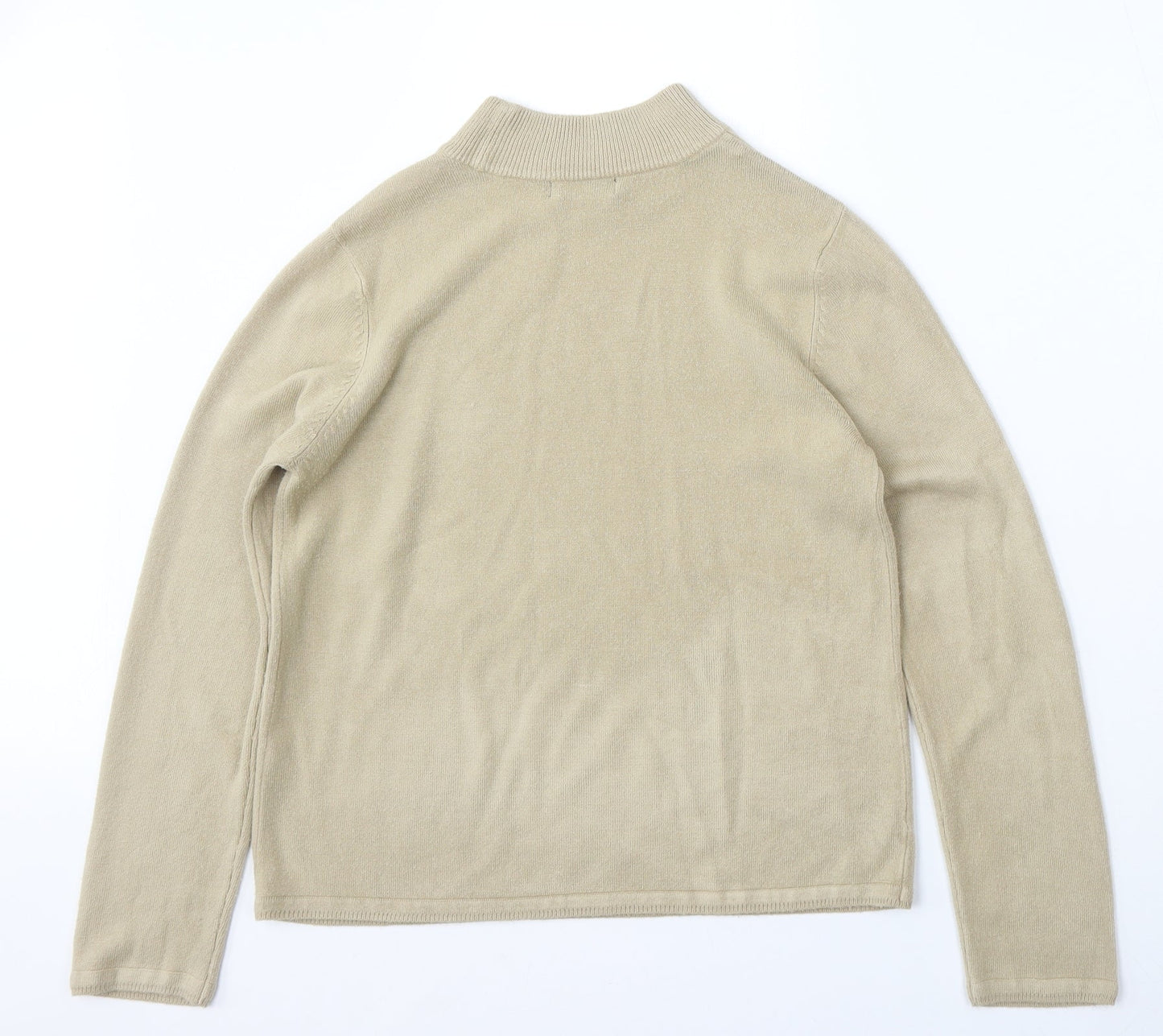 BM Collection Womens Beige Round Neck  Acrylic Pullover Jumper Size S