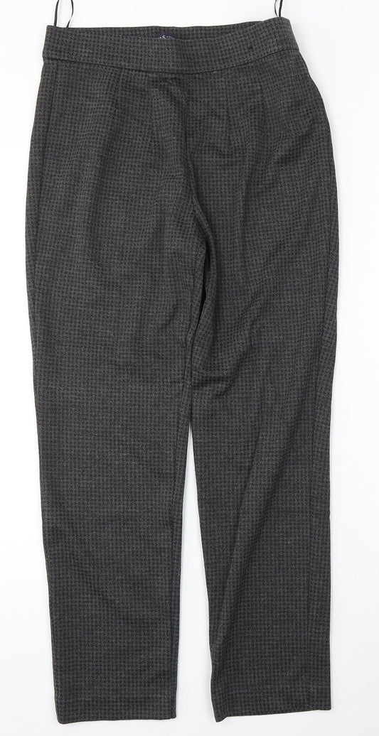 Marks and Spencer Womens Grey Houndstooth Viscose Trousers  Size 10 L26 in Regular