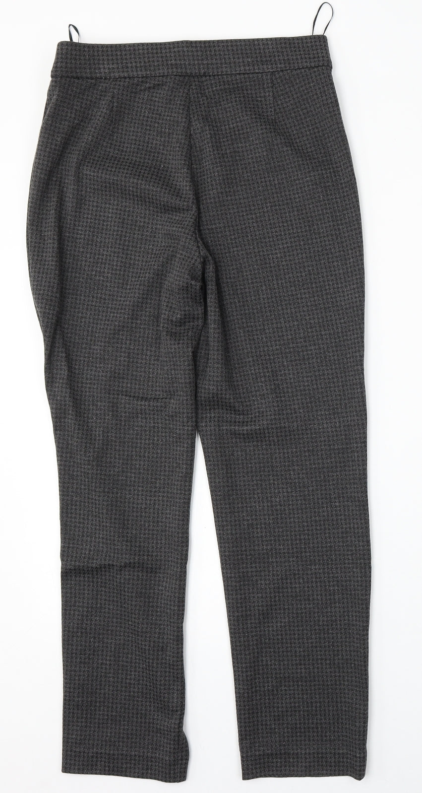 Marks and Spencer Womens Grey Houndstooth Viscose Trousers  Size 10 L26 in Regular