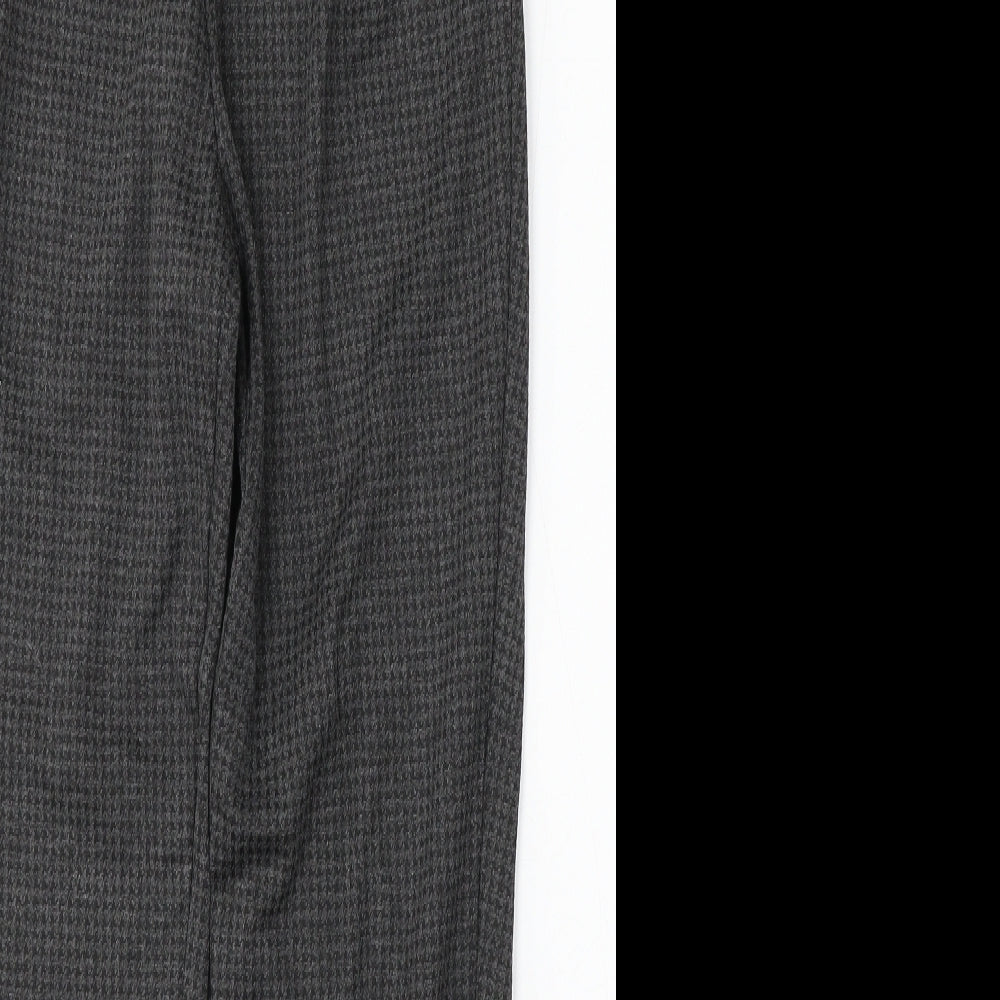 Marks and Spencer Womens Grey Houndstooth Viscose Trousers  Size 10 L26 in Regular