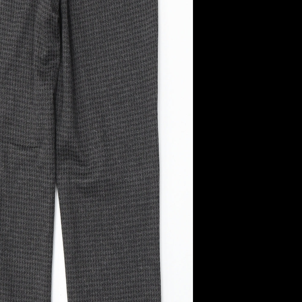 Marks and Spencer Womens Grey Houndstooth Viscose Trousers  Size 10 L26 in Regular