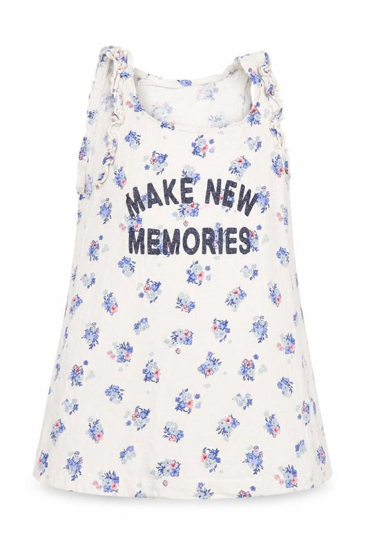 H&M Girls Multicoloured Floral Cotton Basic Tank Size 6 Years Round Neck  - Slogan 6-8