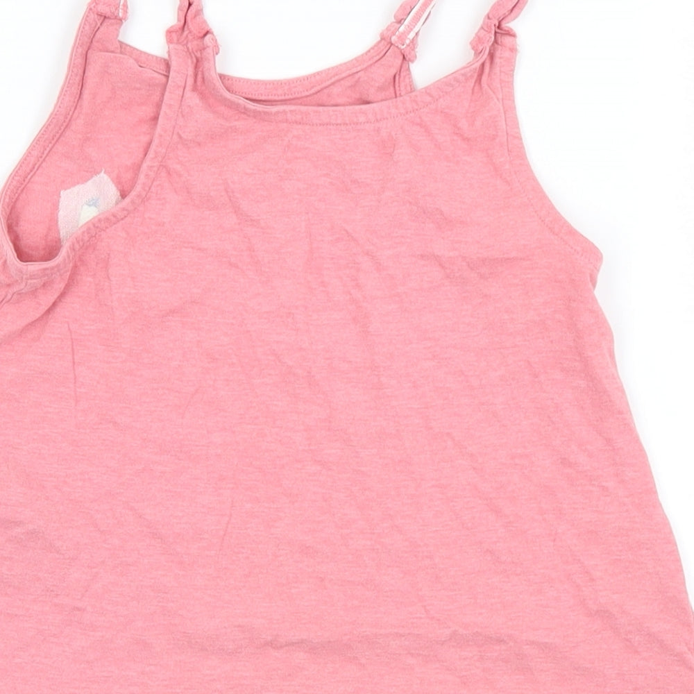 Marks and Spencer Girls Pink  Cotton Camisole T-Shirt Size 6-7 Years Round Neck  - Banana