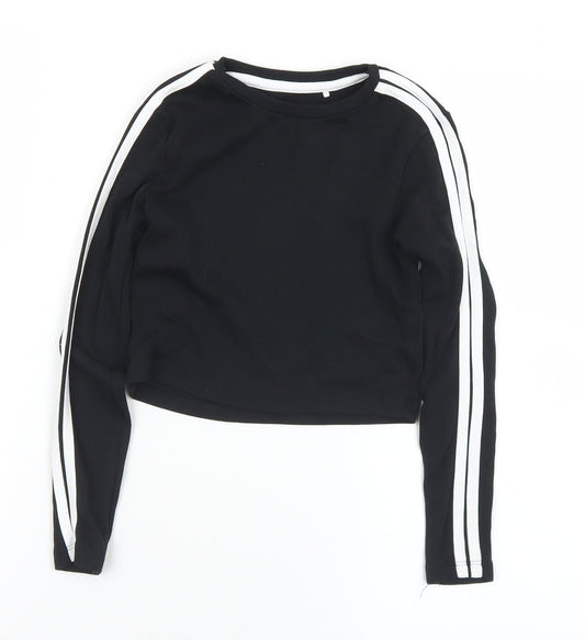 George Girls Black  Cotton Pullover Sweatshirt Size 7-8 Years   - Cropped