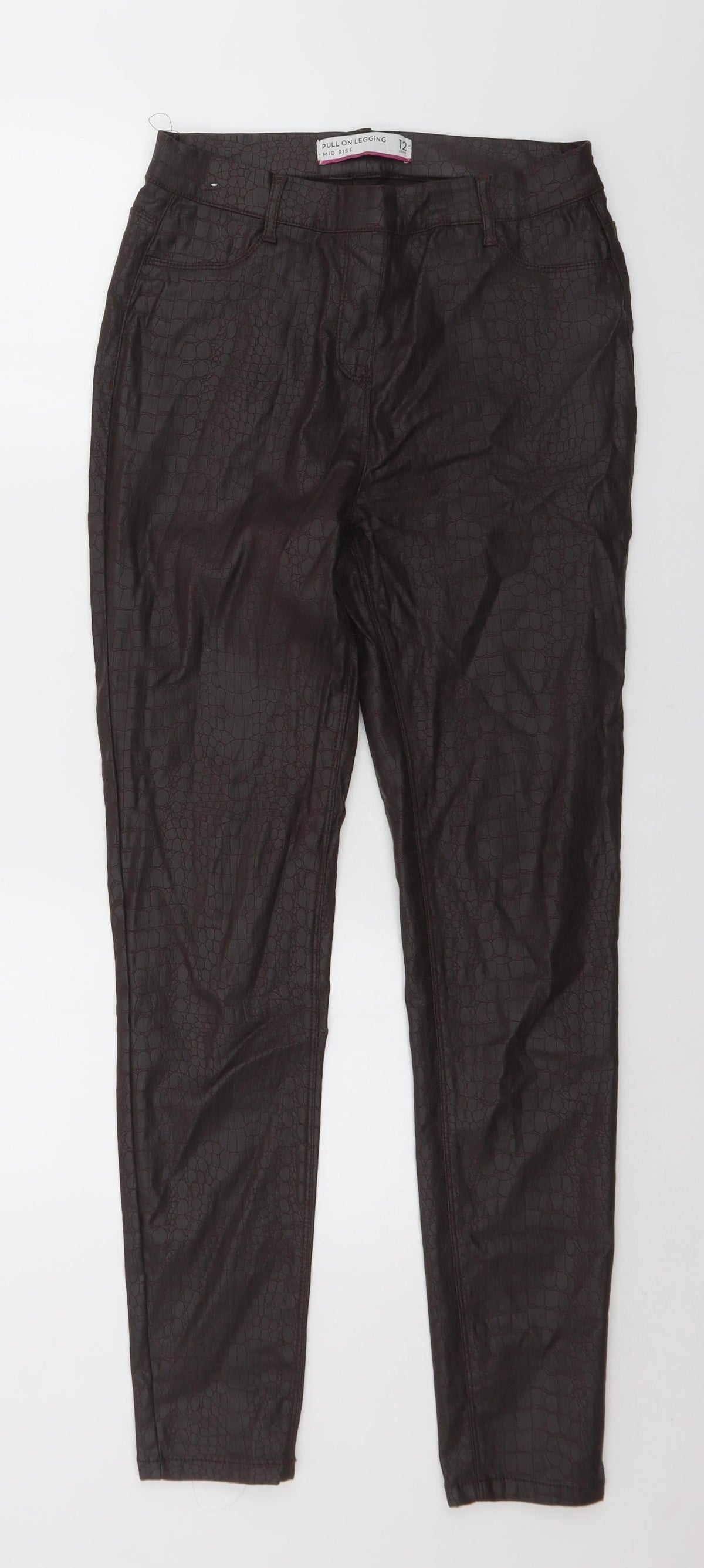 NEXT Womens Brown Animal Print Viscose Pedal Pusher Trousers Size 12 L30 in Regular