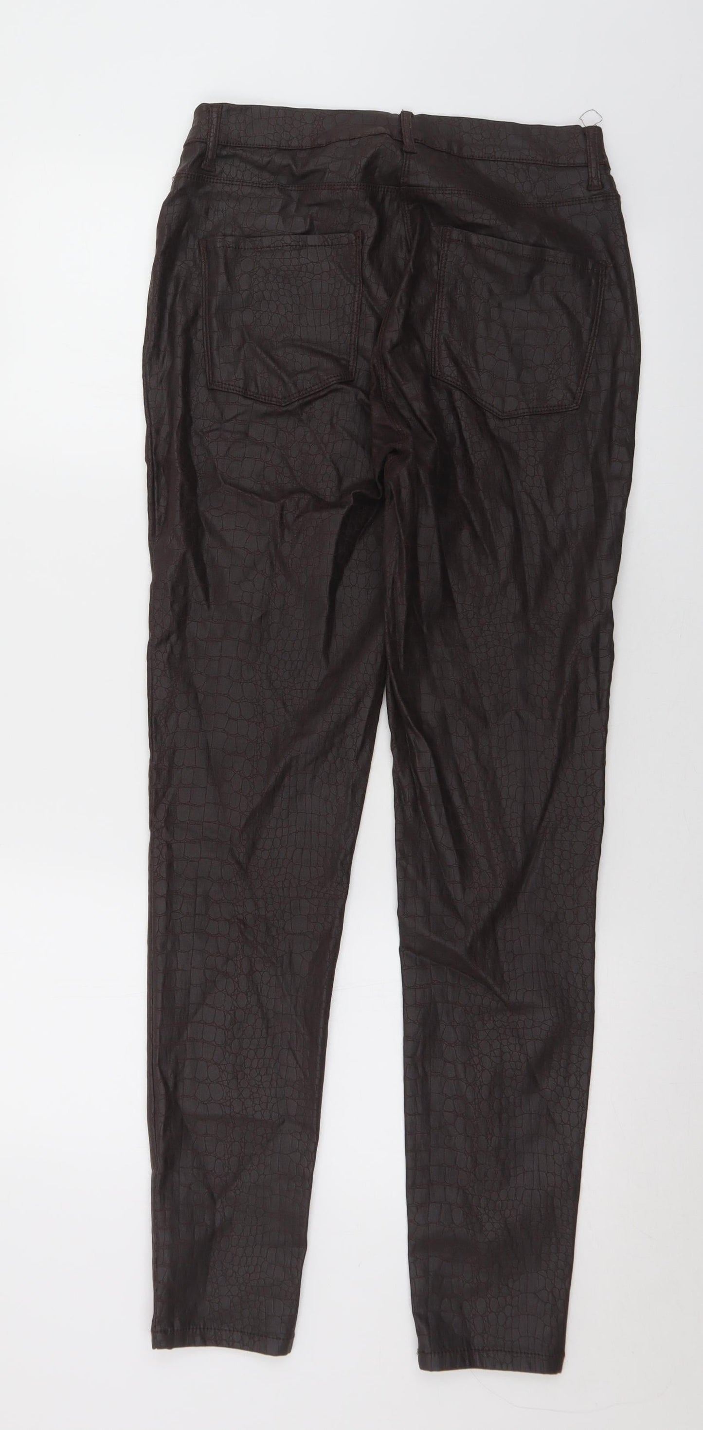 NEXT Womens Brown Animal Print Viscose Pedal Pusher Trousers Size 12 L30 in Regular