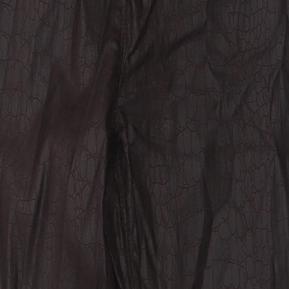 NEXT Womens Brown Animal Print Viscose Pedal Pusher Trousers Size 12 L30 in Regular