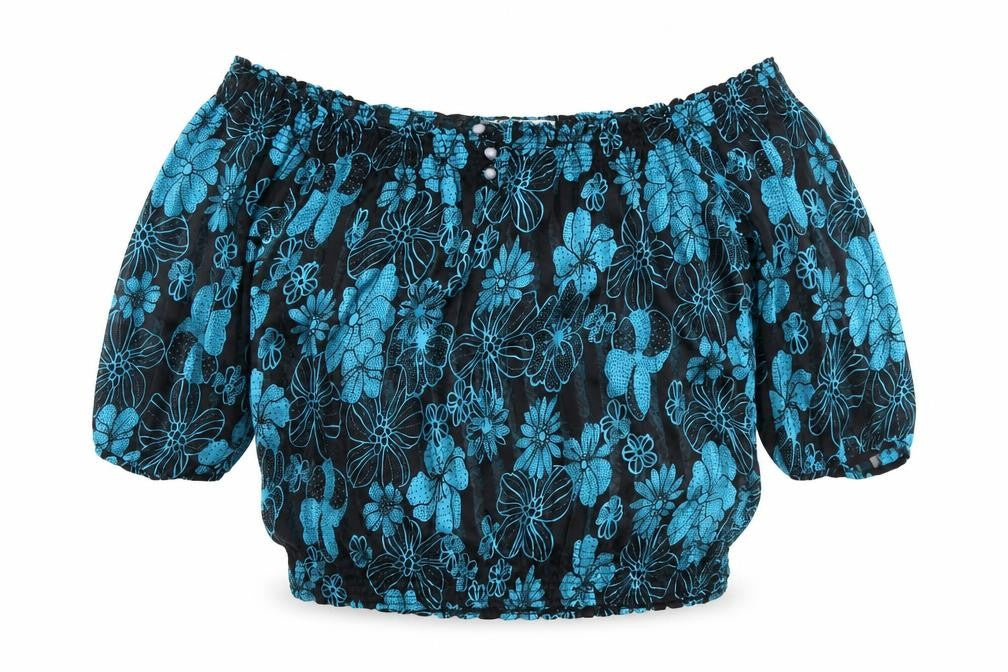 Misra Womens Black Floral Polyester Basic Blouse Size S Off the Shoulder