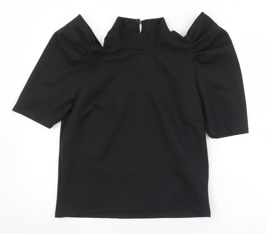 Pieces Womens Black  Viscose Jersey T-Shirt Size M Mock Neck