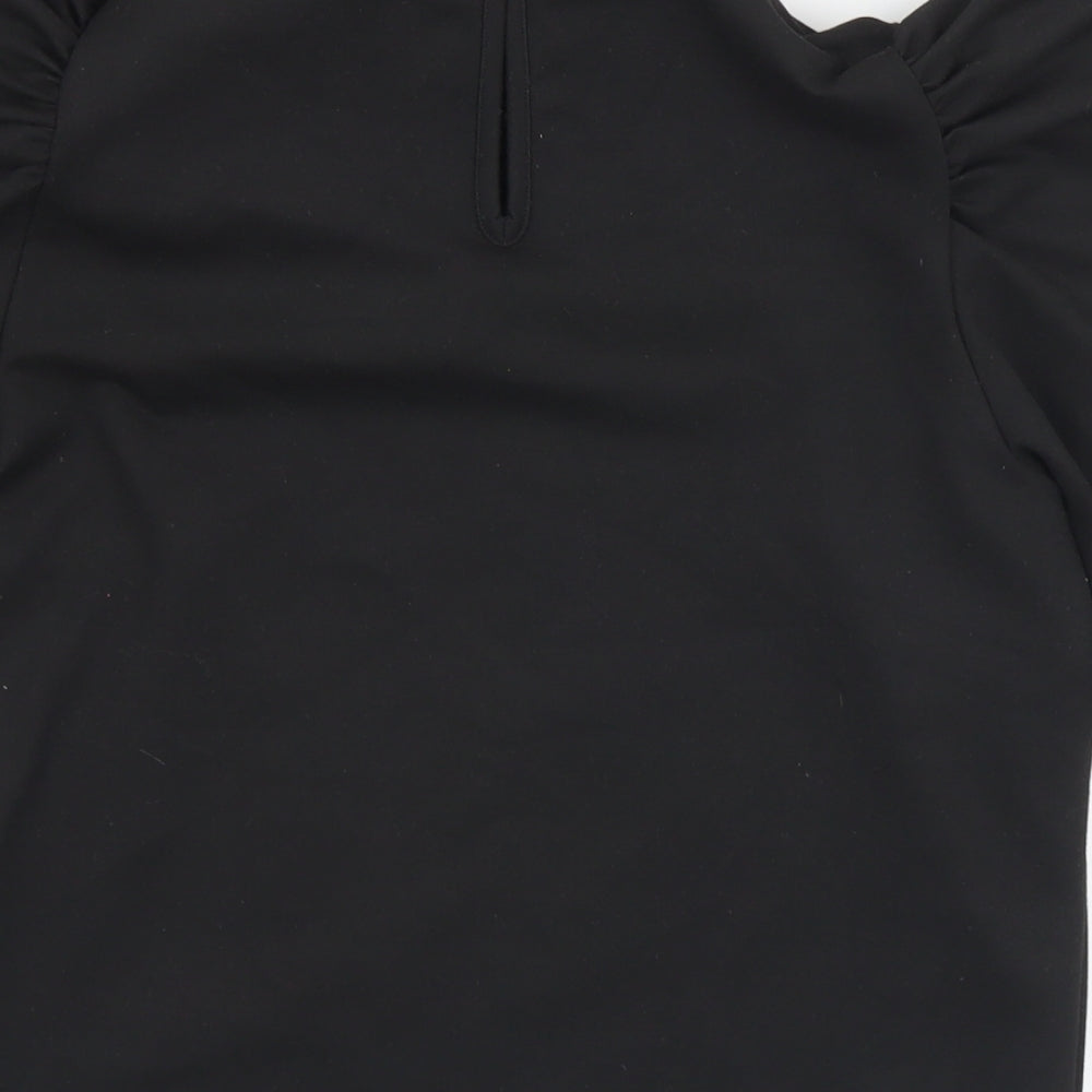 Pieces Womens Black  Viscose Jersey T-Shirt Size M Mock Neck