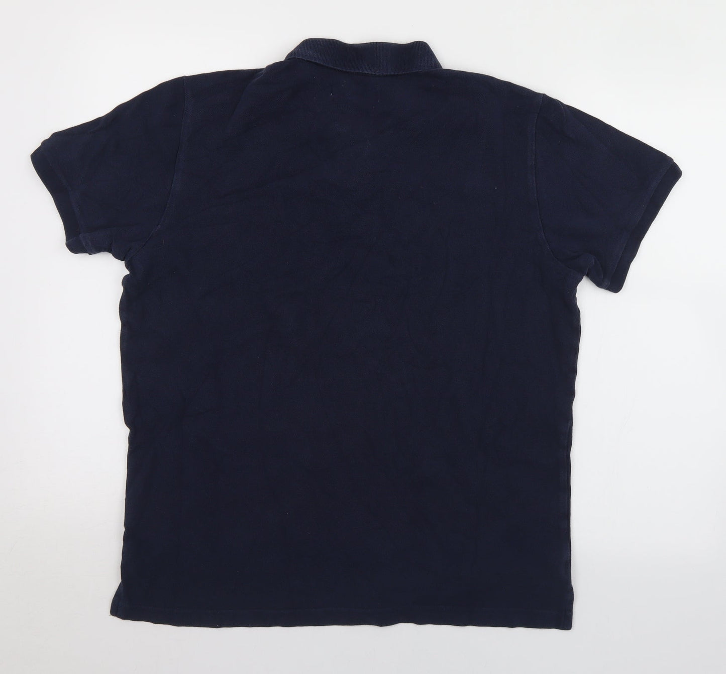 Areopostale Mens Blue  Cotton  Polo Size L Collared Button