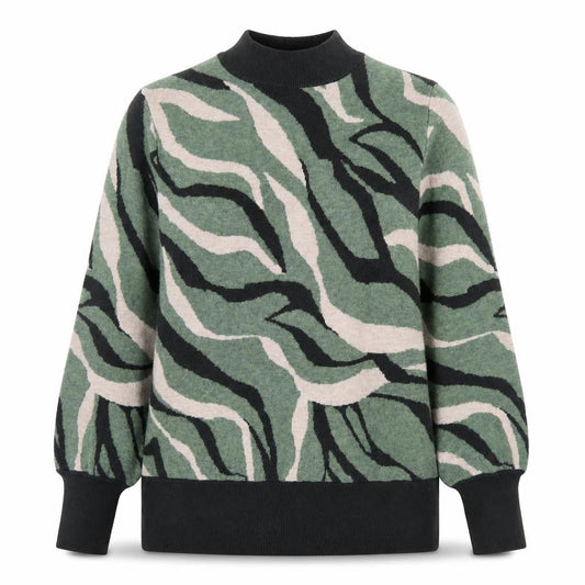 Marks & Spencer Womens Green Mock Neck Camouflage Viscose Pullover Jumper Size S