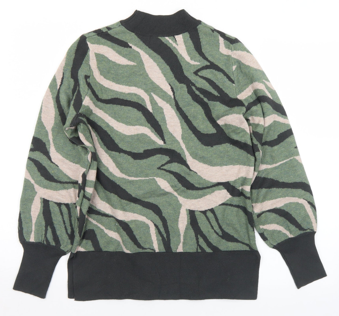 Marks and Spencer Womens Green Mock Neck Camouflage Viscose Pullover Jumper Size S