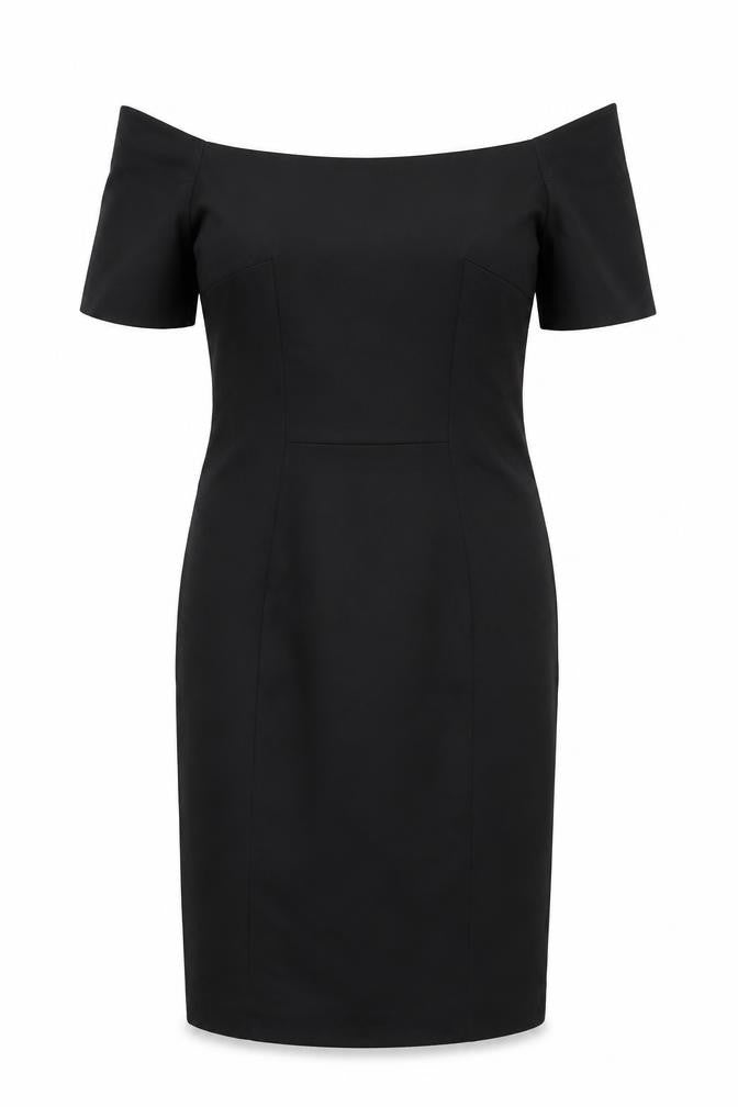 Preworn Womens Black  Polyester Shift  Size S  Off the Shoulder Zip - S/M