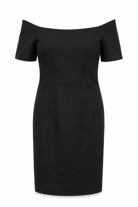 Preworn Womens Black  Polyester Shift  Size S  Off the Shoulder Zip - S/M