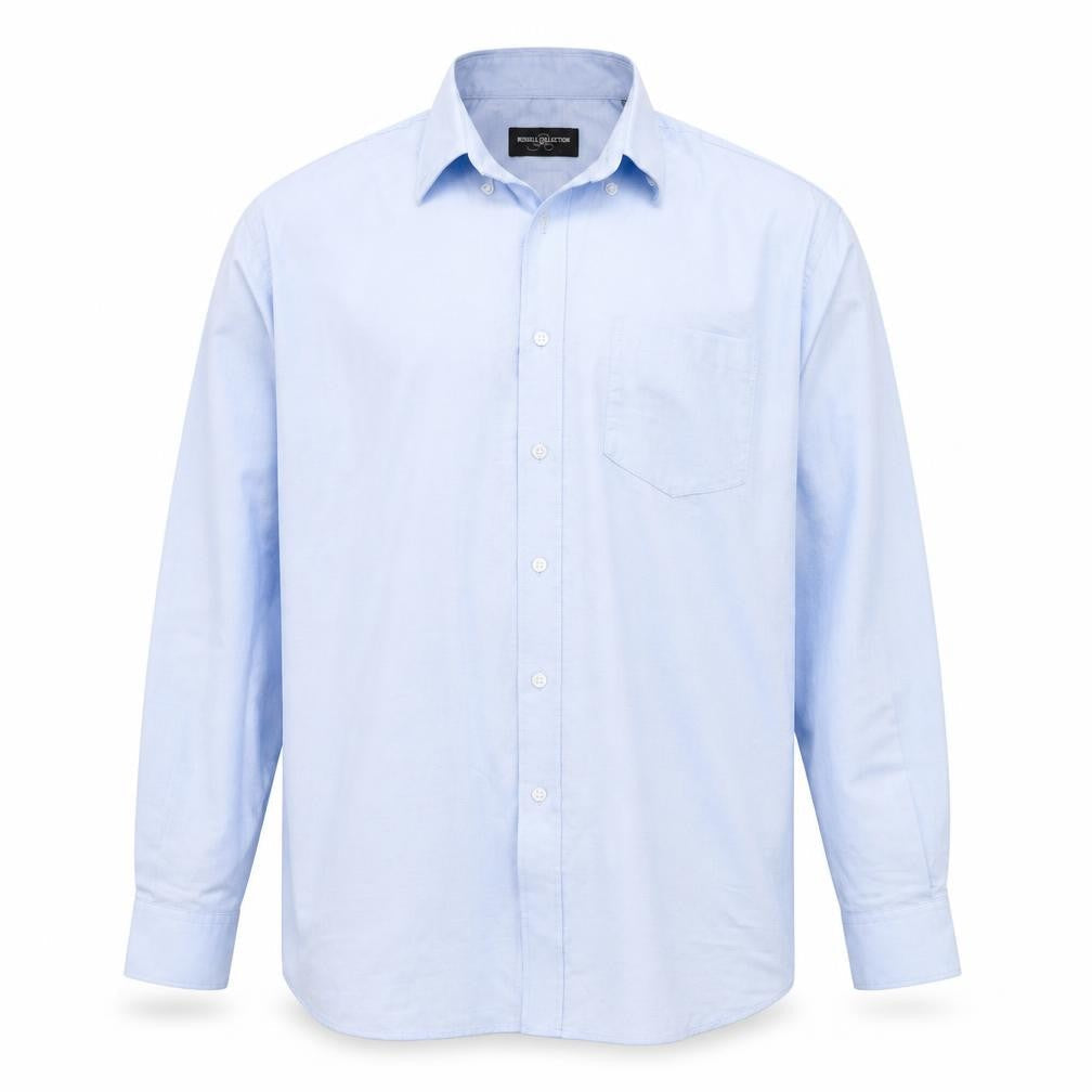 Russell Mens Blue  Cotton  Button-Up Size 15.5 Collared Button