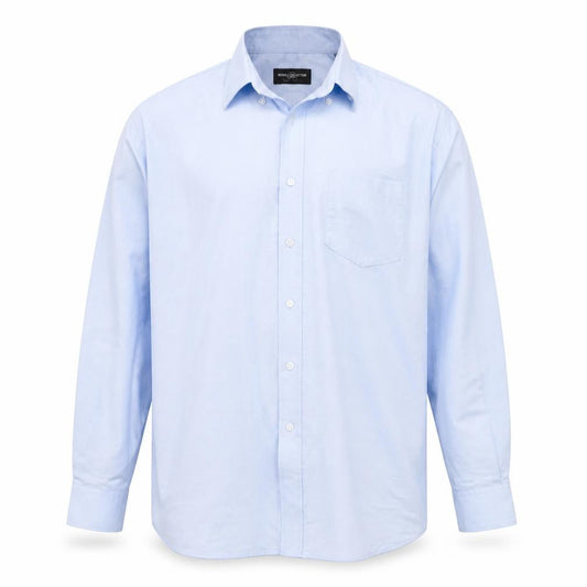 Russell Mens Blue  Cotton  Button-Up Size 15.5 Collared Button