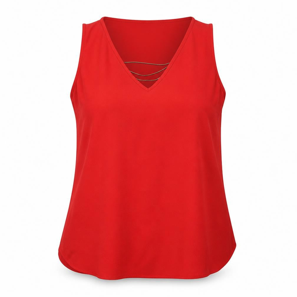 Primark Womens Red  Polyester Basic Blouse Size 12 V-Neck