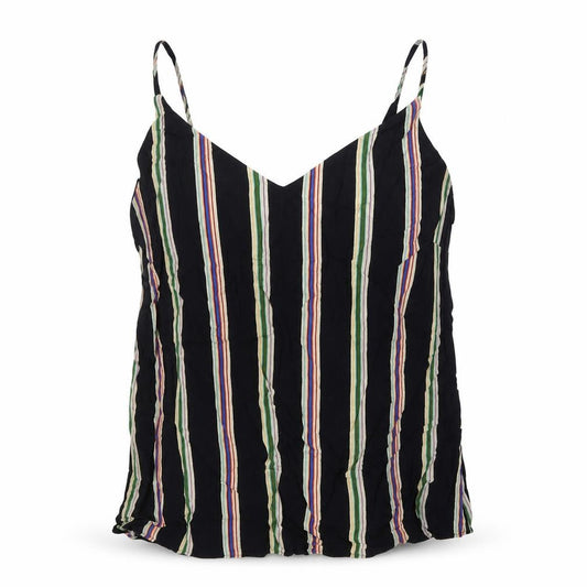 F&F Womens Black Striped Viscose Camisole T-Shirt Size 14 V-Neck